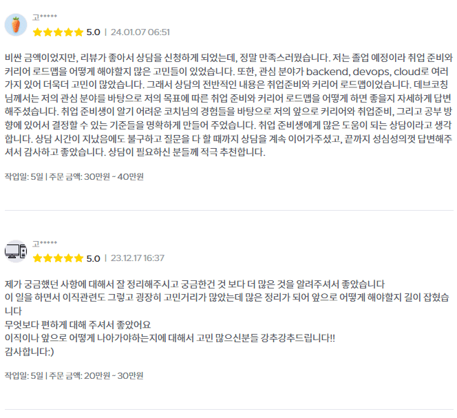 [리뷰]개발자 취업 이직 퇴사 커리어 고민 상담